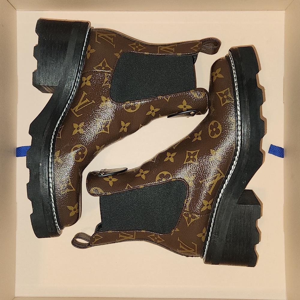 36.5 Louis Vuitton Beaubourg Ankle Boot Shoes - LV Monogram